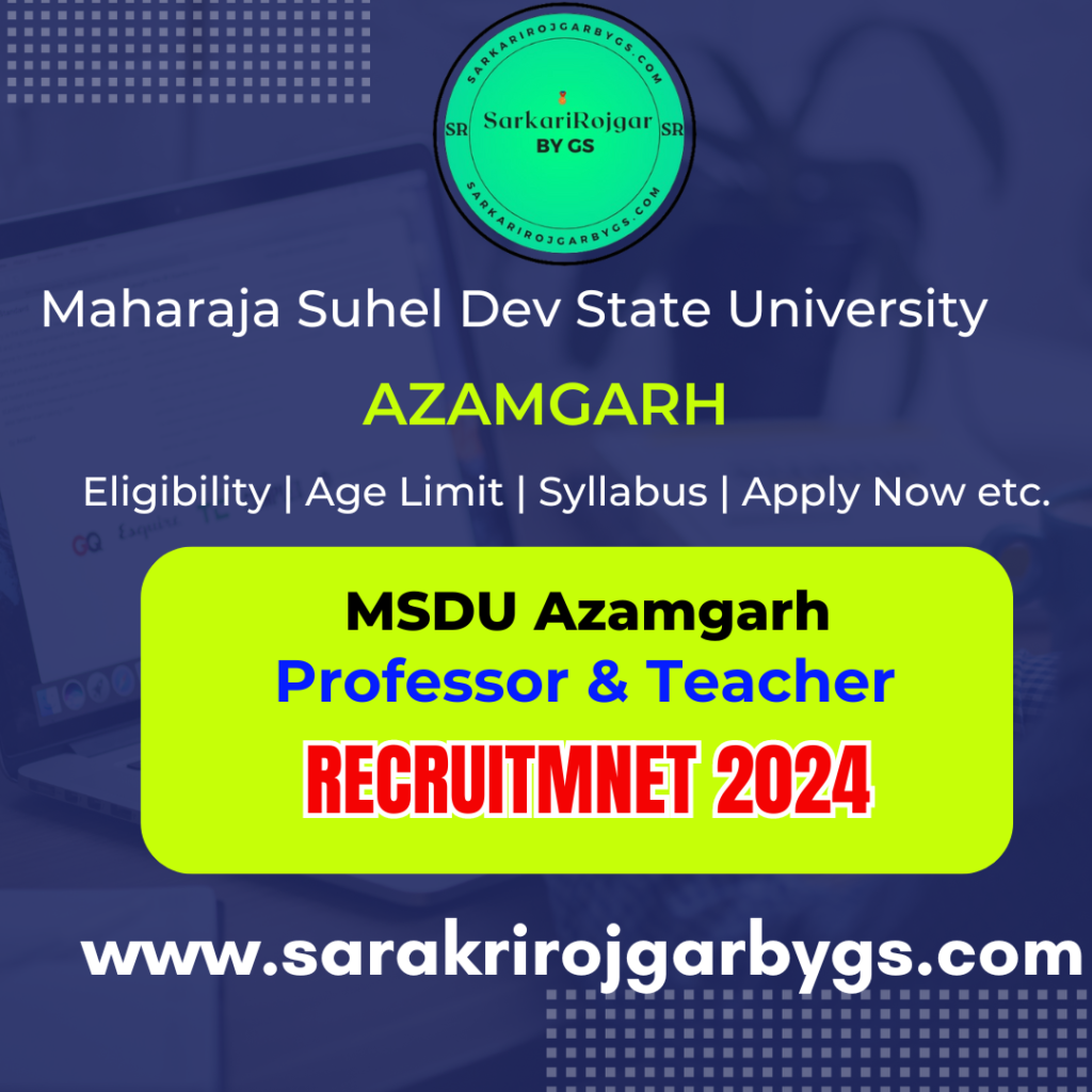 MSDU Teaher Recruitmnet 2024