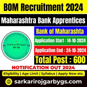 Bank Of Maharashtra Apprentice Online Form 2024