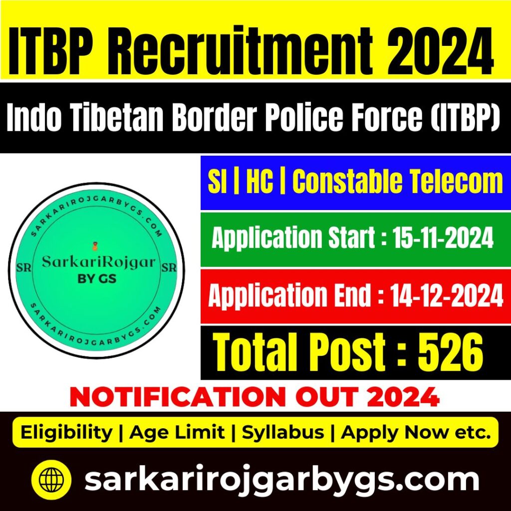 ITBP SI, HC, Constanle (Telecummucation) Recruitment 2024